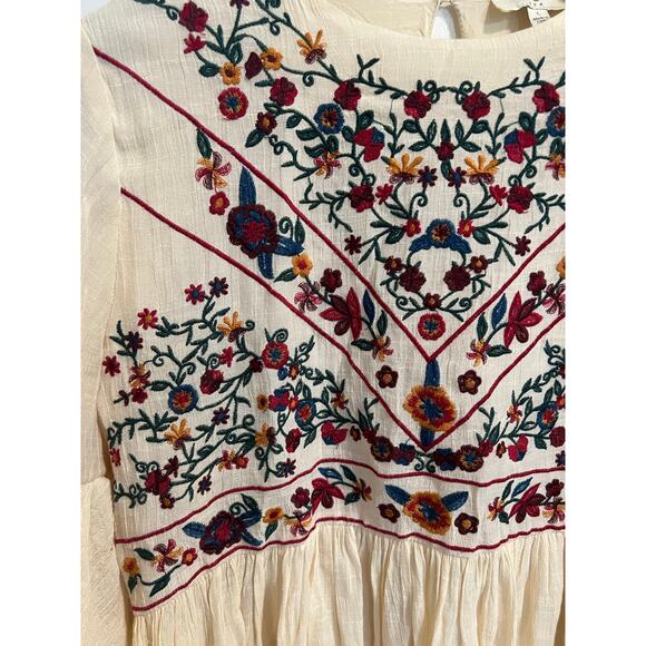 Umgee The Hanna Embroidered Ivory Boho Mini Festival Dress Cottagecore Sz L - Picture 8 of 13